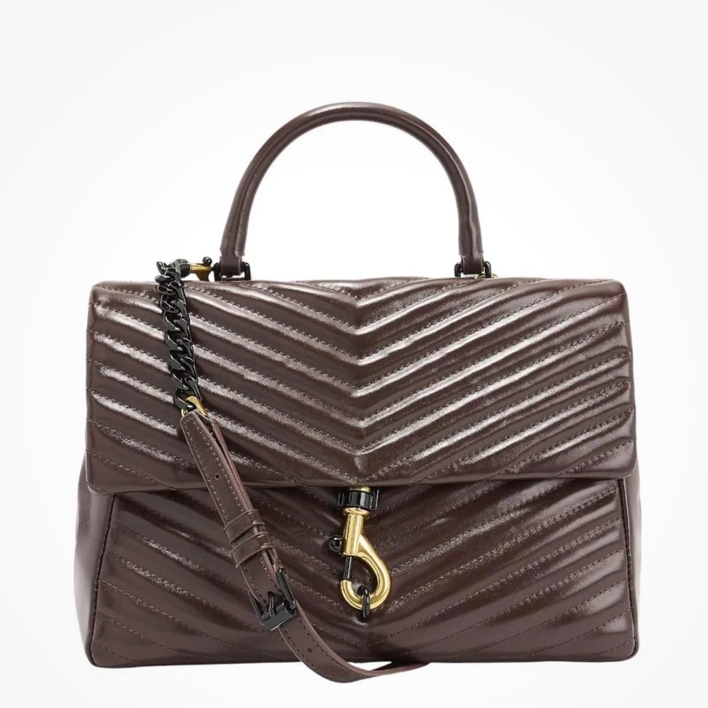 Rebecca Minkoff Edie Large Quilted Leather Brown Satchel